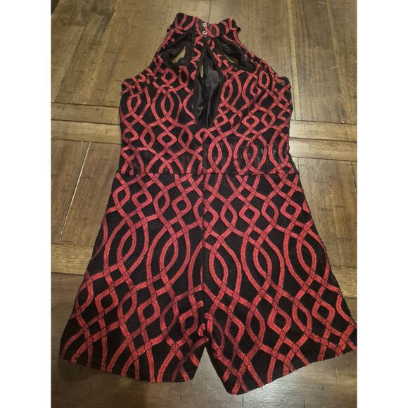 Kelle Red & Black Halter Romper Medium - Picture 4 of 6